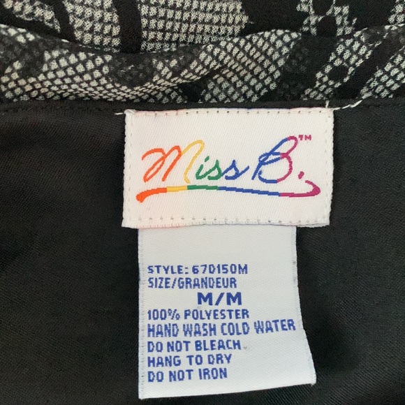 MISS B Black & Grey Paisley one shoulder dress, ruffles & high-low hem. M - Picture 11 of 13